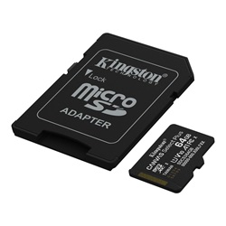 Memóriakártya Micro SDXC 64GB Kingston Canvas Select Plus Gen3 Class 10 UHS-1 A1 V10 + Adaprer