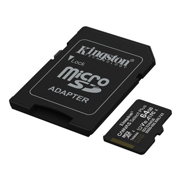 Memóriakártya Micro SDXC 64GB Kingston Canvas Select Plus Gen3 Class 10 UHS-1 A1 V10 + Adaprer