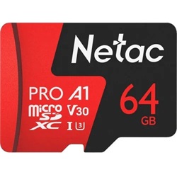 Memóriakártya Micro SDXC 64GB Netac P500 Extreme Pro + Adapter Class 10, V30, A1 (H)