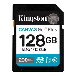 Memóriakártya SDXC 128GB Kingston Canvas Go Plus Gen4 200R C10 UHS-I U3 V30