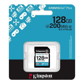 Memóriakártya SDXC 128GB Kingston Canvas Go Plus Gen4 200R C10 UHS-I U3 V30