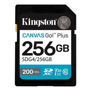 Memóriakártya SDXC 256GB Kingston Canvas Go Plus Gen4 200R C10 UHS-I U3 V30