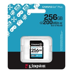 Memóriakártya SDXC 256GB Kingston Canvas Go Plus Gen4 200R C10 UHS-I U3 V30