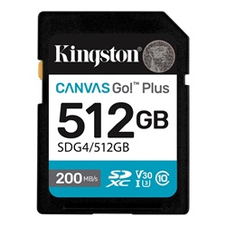 Memóriakártya SDXC 512GB Kingston Canvas Go Plus Gen4 200R C10 UHS-I U3 V30