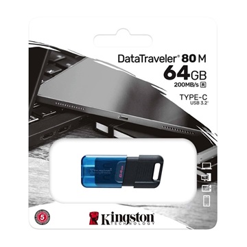 Pendrive 64GB Kingston DataTraveler 80 M Type-C fekete