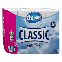 Toalettpapír OOOPS! Classic Sensitive 3 rétegű 24 tekercs/csomag