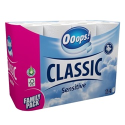 Toalettpapír OOOPS! Classic Sensitive 3 rétegű 24 tekercs/csomag