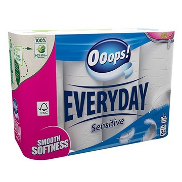 Toalettpapír OOOPS! Everyday Sensitive 3 rétegű 24 tekercs/csomag