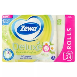 Toalettpapír 3 rétegű 24 tekercs/csomag Zewa Deluxe Camomile Comfort hófehér