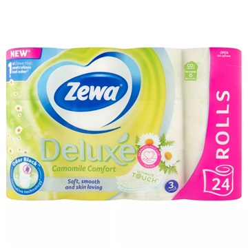 Toalettpapír 3 rétegű 24 tekercs/csomag Zewa Deluxe Camomile Comfort hófehér