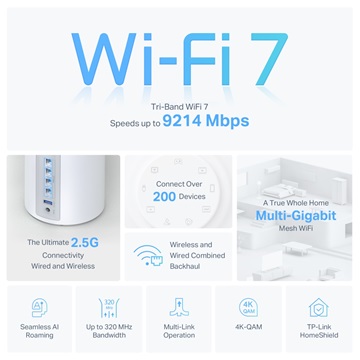 Tp-Link DECO BE65 (2-PACK) Wireless Mesh Networking system BE9300 Wi-Fi 7