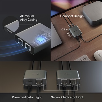 Tp-Link Gigabit Ethernet Splitter 2in1, EH210