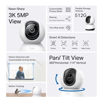 Tp-Link TC74 Pan/Tilt AI Home Security Wi-Fi Camera