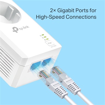 Tp-Link TL-PA7027P AV1000 2-Port Gigabit Passthrough Powerline Starter Kit