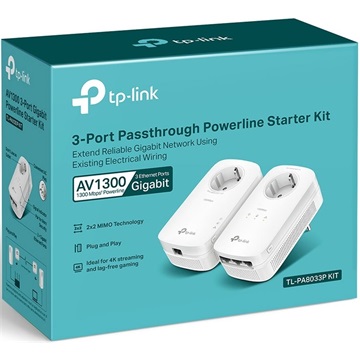 Tp-Link TL-PA8033P KIT AV1300 3-Port Gigabit Passthrough Powerline Adapter Kit