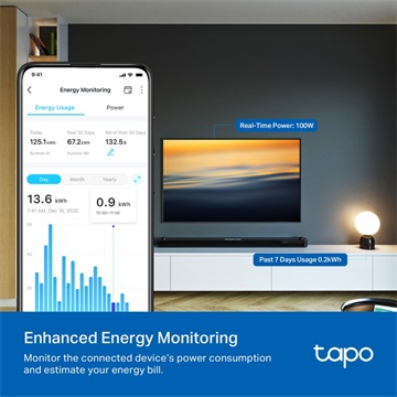 Tp-Link TAPO P110M Okos Dugalj Wi-Fi-s Mini, Fogyasztás mérővel