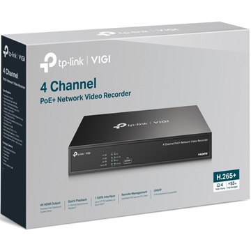Tp-Link VIGI NVR1004H-4P 4 csatornás PoE+ hálózati videórögzítő