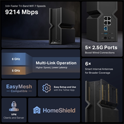 Tp-Link Wireless Router Tri-Band BE9300, Archer BE550