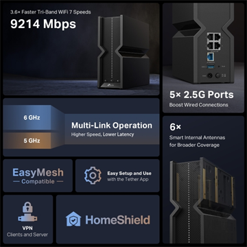 Tp-Link Wireless Router Tri-Band BE9300, Archer BE550