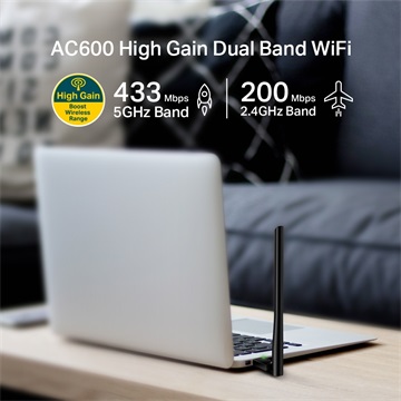 Tp-Link hálózati adapter USB Wless WiFi Archer T2U Plus AC-600 Dual Band