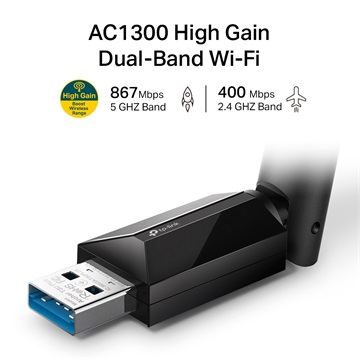 Tp-Link hálózati adapter USB Wless WiFi Archer T3U Plus AC-1300 Dual Band