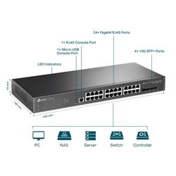 Tp-Link switch JetStream 24-Port Gigabit L2+ menedzselhető (TL-SG3428X)
