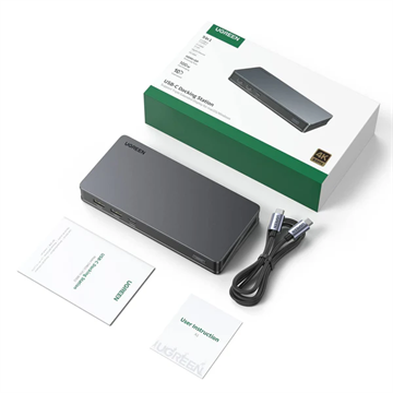 UGREEN Revodok Pro CM615 Adapter hub USB-C - 2x USB-A, 1x USB-C 3.1, 2x HDMI, 2x DP, SD/TF, RJ45