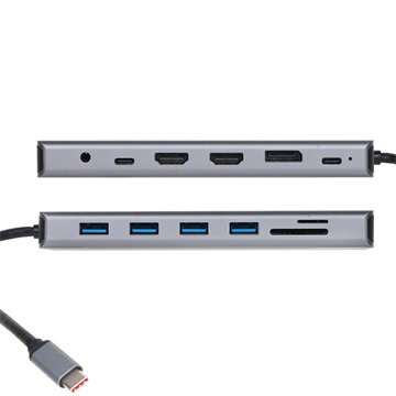 VCOM kábel átalakító USB Type-C apa - 2*HDMI+DP+3*USB3.0+Type-C+USB2.0+RJ45+SD2.0+TF2.0+PD+3.5MM Jack (CU4706)