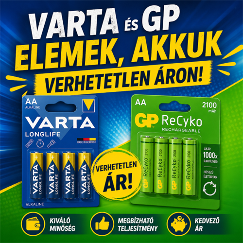 Varta és GP elemek, akkuk verhetetlen áron!