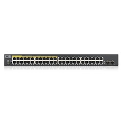 Zyxel GS190048HPV2 48-port Gigabit L2 menedzselhető switch, 2-port Gigabit SFP, 24-port PoE+